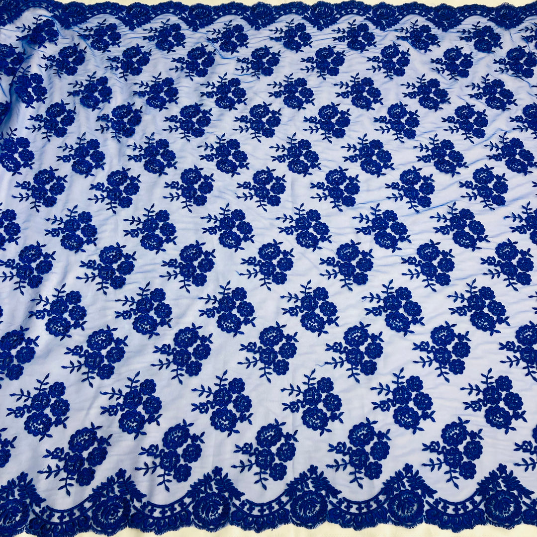 Corded Bridal Lace Fabric Embroidered on 100% Polyester Net Mesh. Lace USA