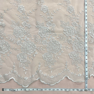 Beaded Lace Fabric Embroidered on 100% Polyester Net Mesh | Lace USA