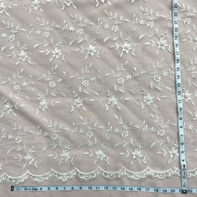 Beaded Lace Fabric Embroidered on 100% Polyester Net Mesh | Lace USA