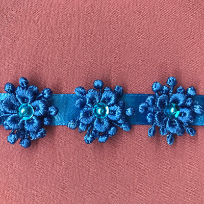 3D Beaded Flower motif on Ribbon Trim Perry Lace Usa